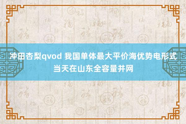 冲田杏梨qvod 我国单体最大平价海优势电形式当天在山东全容量并网