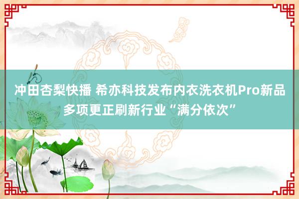 冲田杏梨快播 希亦科技发布内衣洗衣机Pro新品多项更正刷新行业“满分依次”