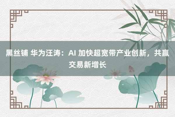 黑丝铺 华为汪涛：AI 加快超宽带产业创新，共赢交易新增长