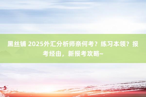 黑丝铺 2025外汇分析师奈何考？练习本领？报考经由，新报考攻略~