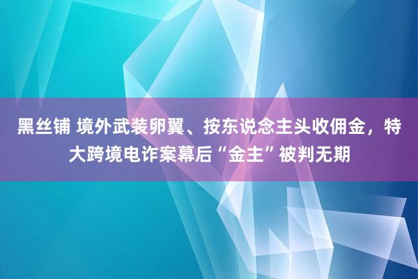 黑丝铺 境外武装卵翼、按东说念主头收佣金，特大跨境电诈案幕后“金主”被判无期