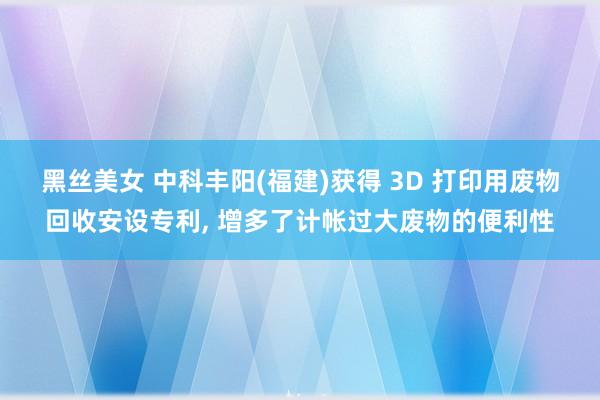 黑丝美女 中科丰阳(福建)获得 3D 打印用废物回收安设专利， 增多了计帐过大废物的便利性