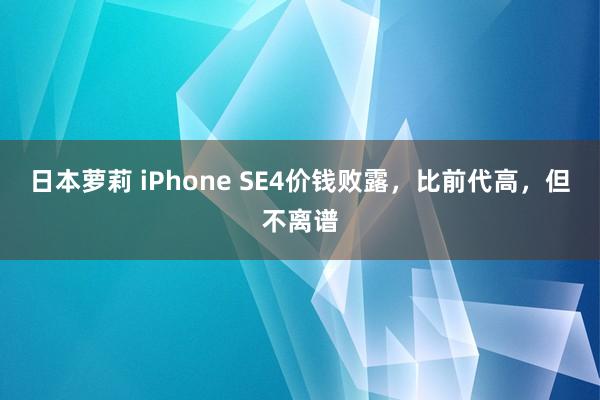 日本萝莉 iPhone SE4价钱败露，比前代高，但不离谱