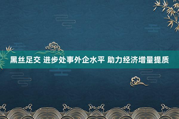 黑丝足交 进步处事外企水平 助力经济增量提质