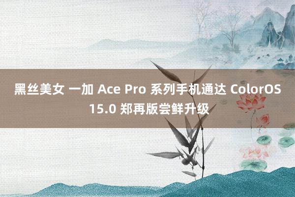 黑丝美女 一加 Ace Pro 系列手机通达 ColorOS 15.0 郑再版尝鲜升级