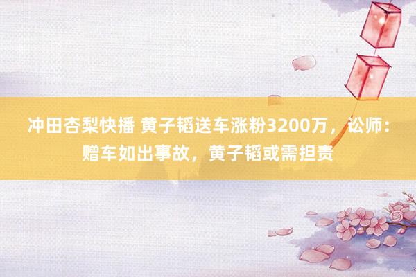 冲田杏梨快播 黄子韬送车涨粉3200万，讼师：赠车如出事故，黄子韬或需担责