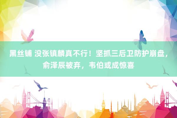 黑丝铺 没张镇麟真不行！坚抓三后卫防护崩盘，俞泽辰被弃，韦伯或成惊喜