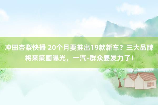 冲田杏梨快播 20个月要推出19款新车？三大品牌将来策画曝光，一汽-群众要发力了！