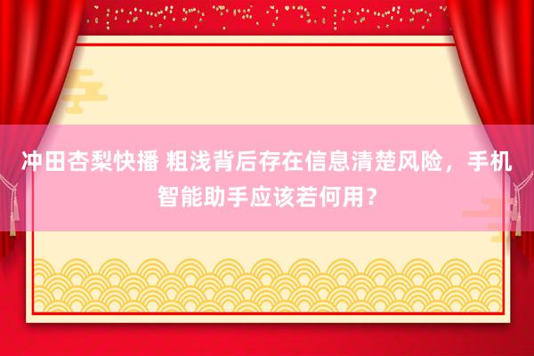 冲田杏梨快播 粗浅背后存在信息清楚风险，手机智能助手应该若何用？