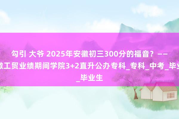 勾引 大爷 2025年安徽初三300分的福音？——安徽工贸业绩期间学院3+2直升公办专科_专科_中考_毕业生